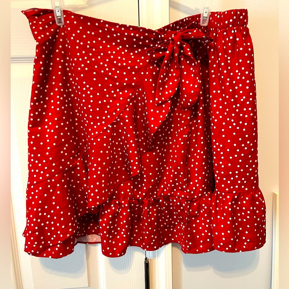 Shein Polka Dot Red and White Skirt